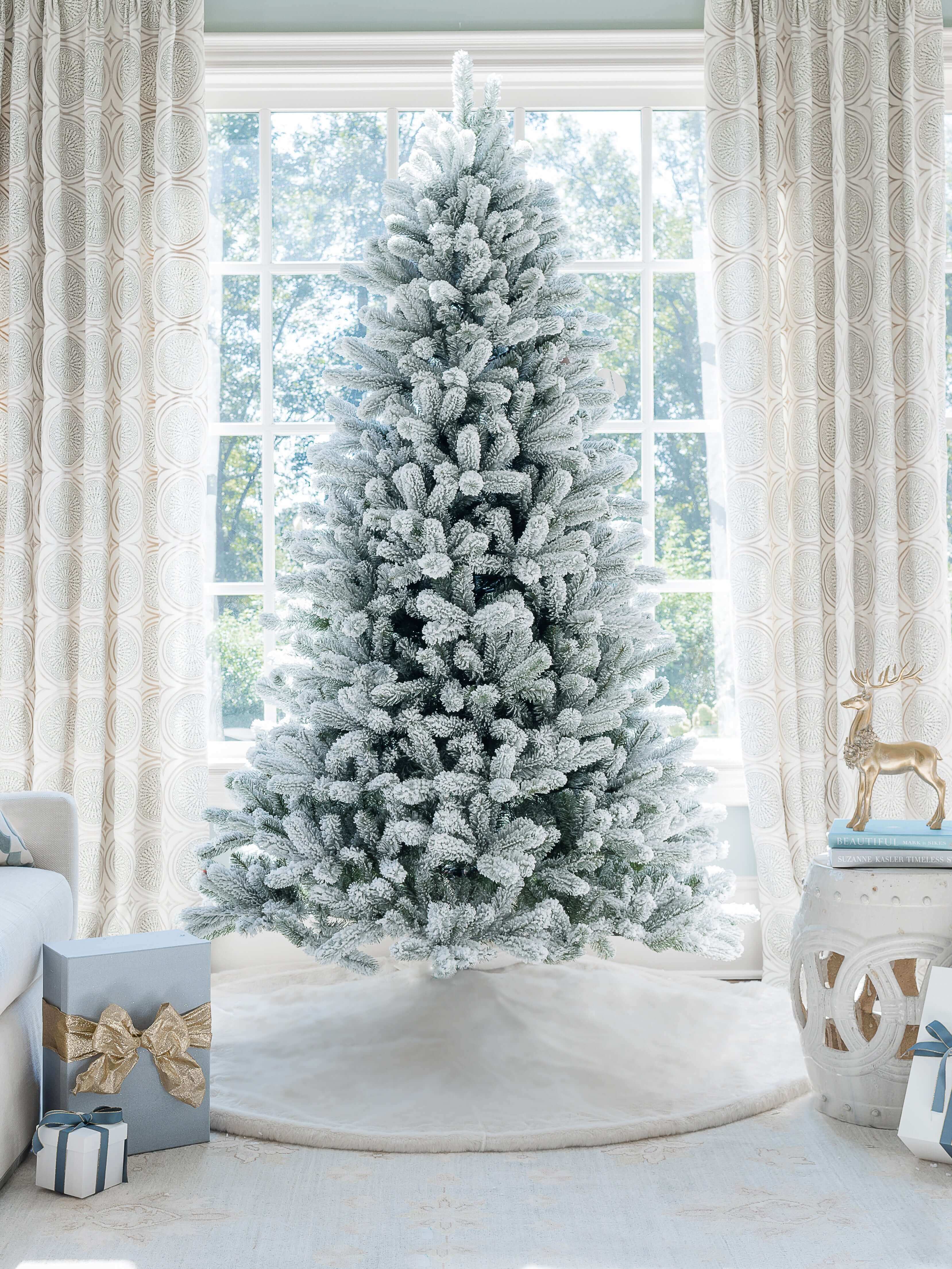 Sapin de Noël Artificiel Neige King Flock® – 240 cm, Grand Modèle Sans Lumière Intégrée