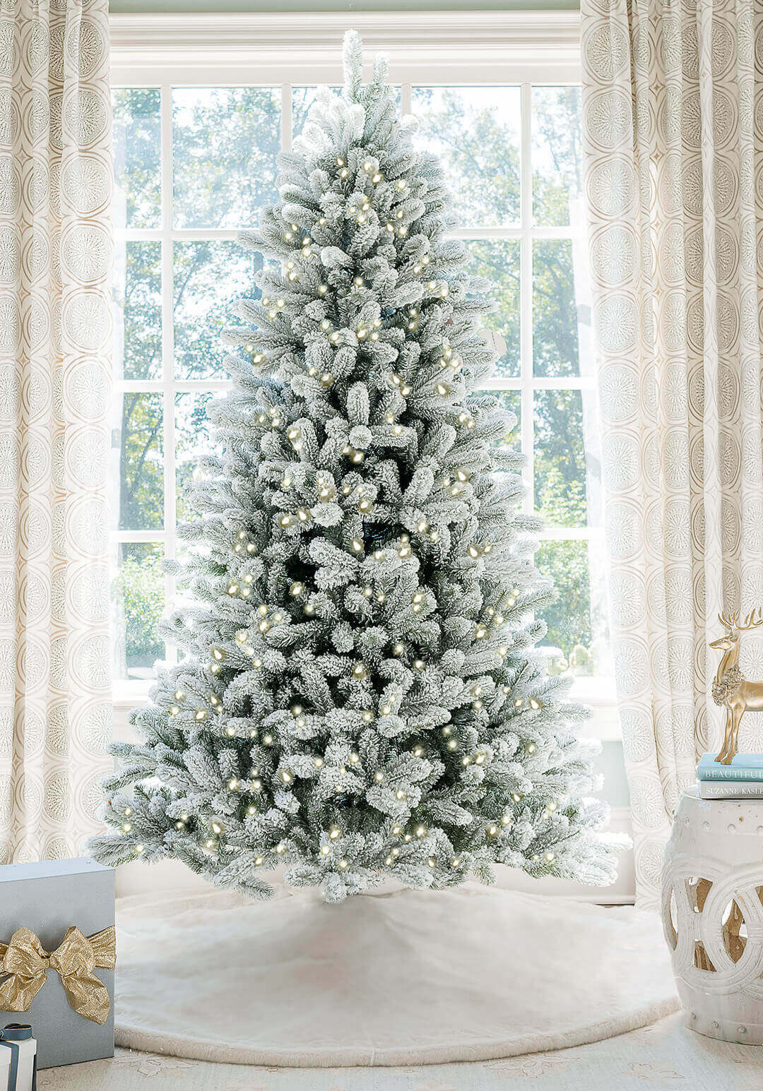 Sapin de Noël Artificiel King Flock® – 200 cm, avec LED Blanc Chaud | Open Box – Vente Finale