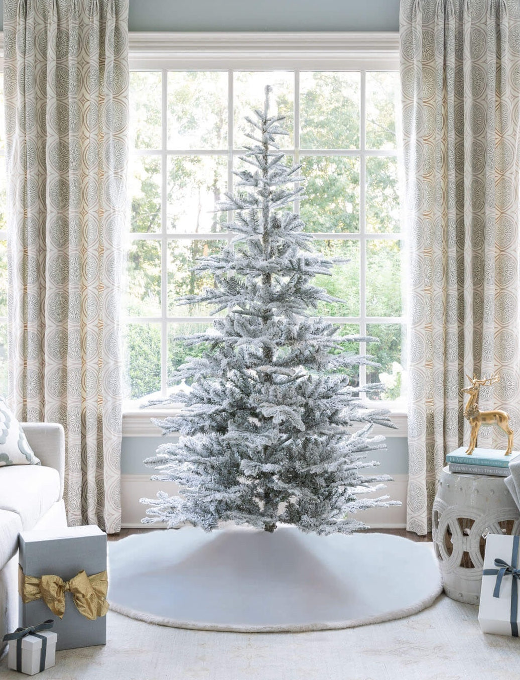 Sapin de Noël Artificiel Neige King Noble Flock® – 210 cm, Sans Lumière Intégrée