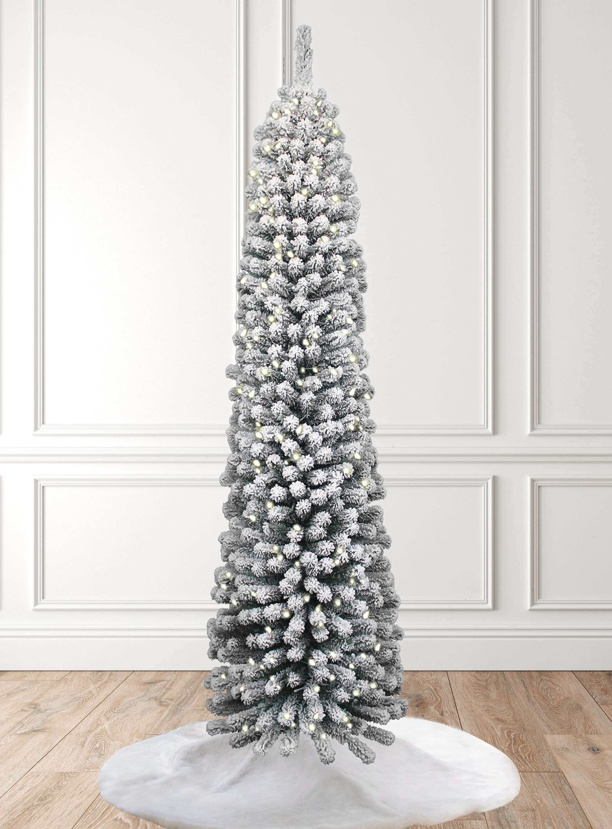 Sapin de Noël Artificiel Fin Prince Flock® – 180 cm avec 300 LED Blanc Chaud