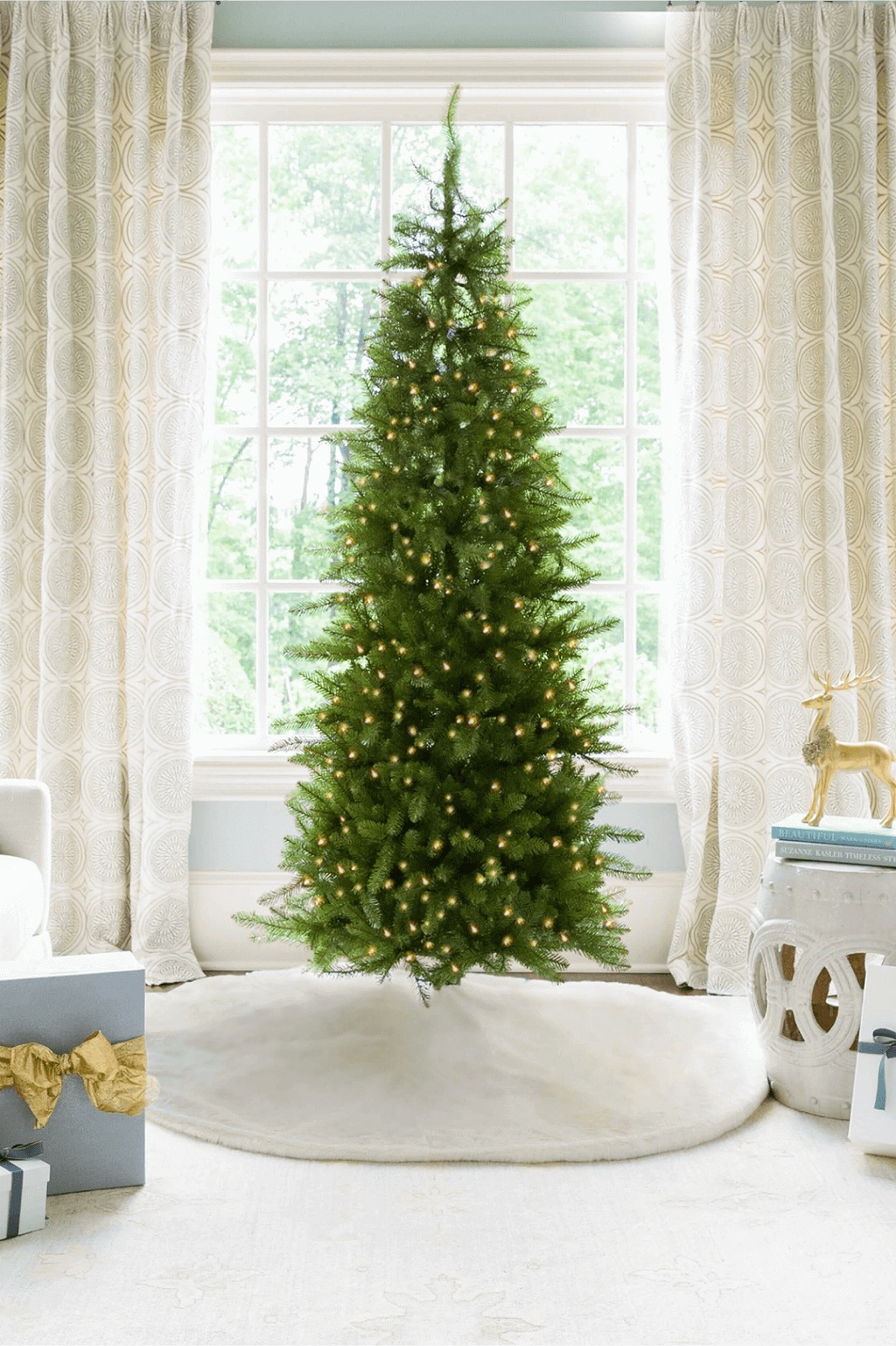 Sapin de Noël Artificiel Yorkshire Fir® Slim – 230 cm, avec Lumières LED Blanc Chaud | Offre Finale Open Box