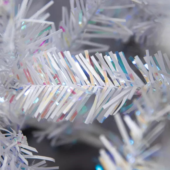 Sapin artificiel de Noël (H210 cm) Odense Blanc irisé et pailleté