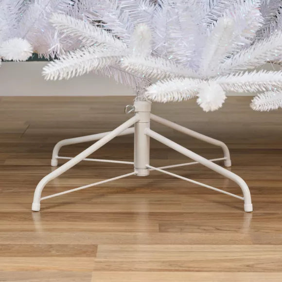 Sapin artificiel de Noël (H210 cm) Odense Blanc irisé et pailleté